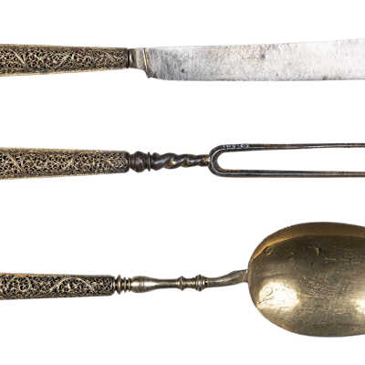 Knife fork and spoon with a case