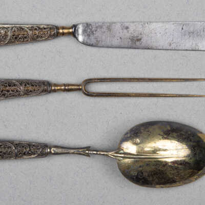 Knife, fork and spoon with case