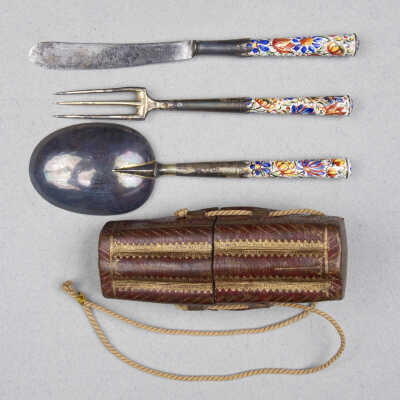Knife fork and spoon in a case
