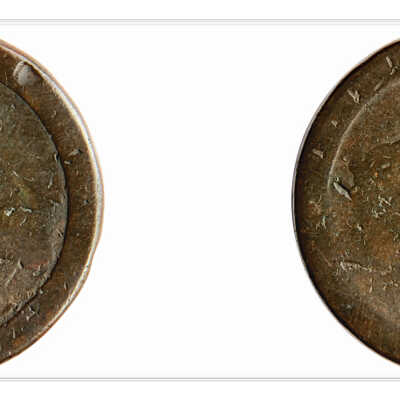 Cartwheel penny; countermarked ‘ROBINSON CUTLER OXFORD’; 1797