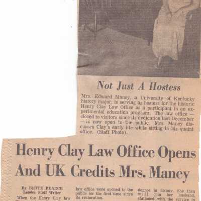 Henry Clay Law Office Opens and UK credits Mrs. Maney