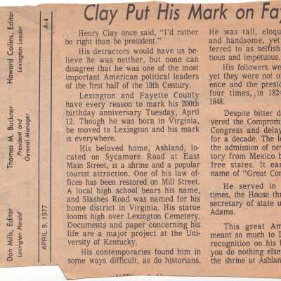 Clay put his mark in Lafayette