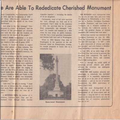 Through Public Spirit of many, we are able to rededicate cherished monument