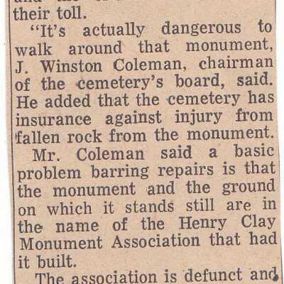 henry Clay Statue poses a problem