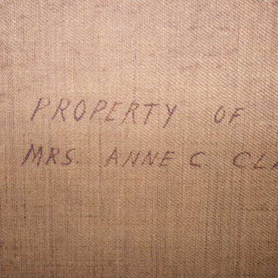 note on back of canvas