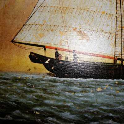 helmsman and crewman at stern