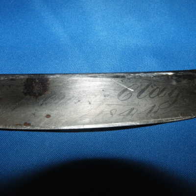 closeup blade engraving