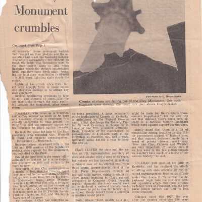 Monument: To Clay, or to neglect decay? The Monument crumbles