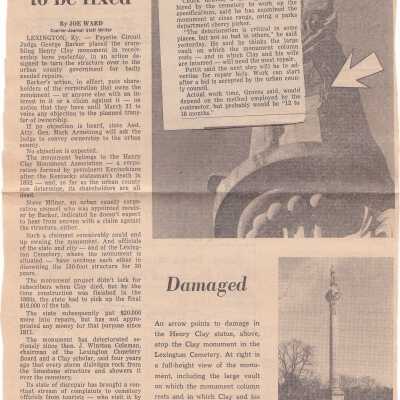 Henry Clay Monument to be fixed