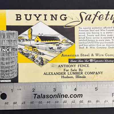Advertising Blotter, Anthony Fence for sale by Alexander Lumber Company
