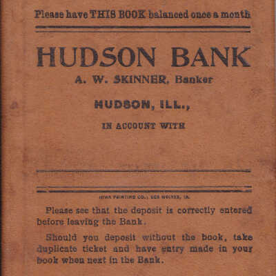 Hudson Bank Book - H. L. Zimmerman Estate