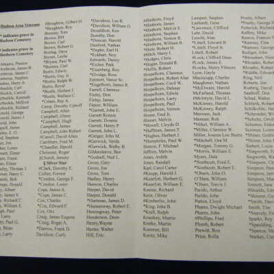 Hudson 175 Veterans' Ceremony Program