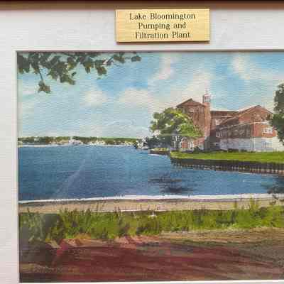 Watercolor of Pump House at Lake Bloomington