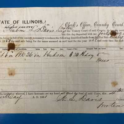 Receipt from County Clerk for Taxes
