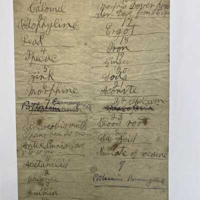 Dr. Silas Hubbard's Medicine List