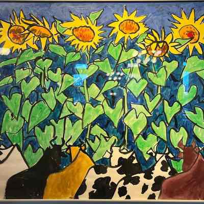 Sunflowers with cows