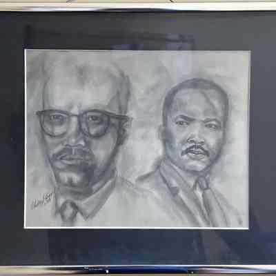 Charcoal of Martin Luther King and Malcolm X