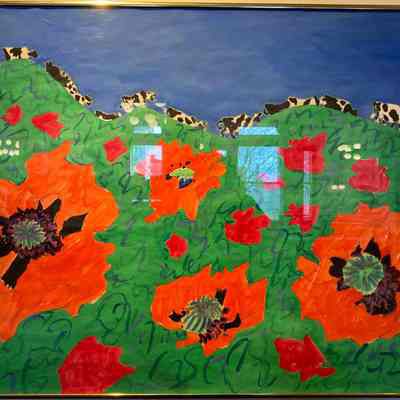Orange Poppies on Hillside