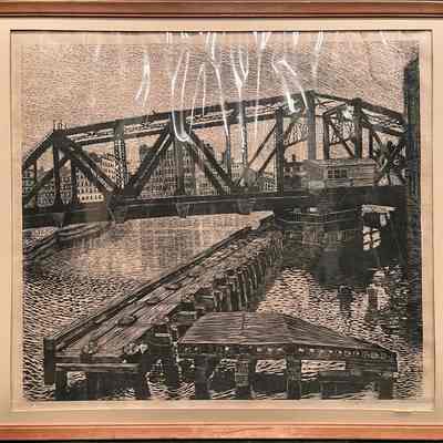 Milwaukee River, Bridge and pilings