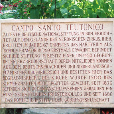 Plaque for Campo Santo Teutonico