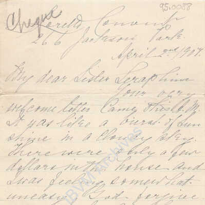 Letter from Mother Seraphina Dwyer