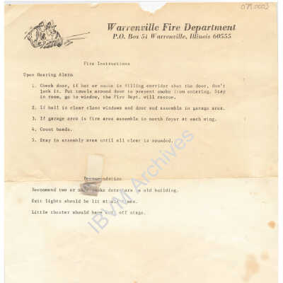 Warrenville Fire Department Instructions and Recommendations
