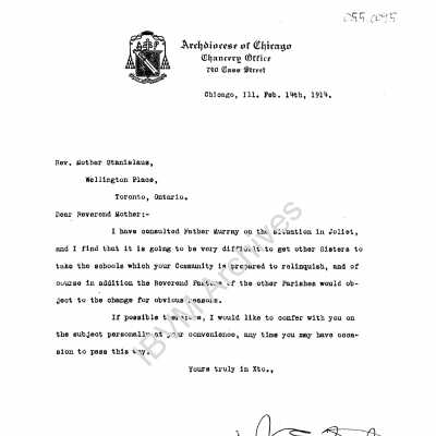 Letter from the Archdiocese of Chicago