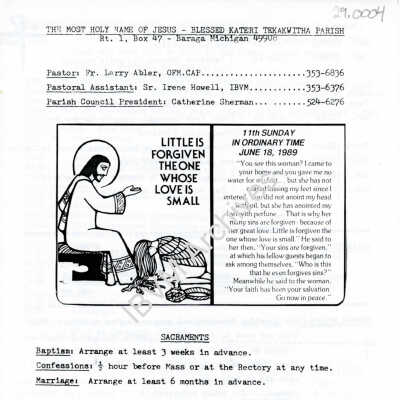 Holy Name of Jesus Blessed Kateri Tekakwitha Parish Community Bulletin