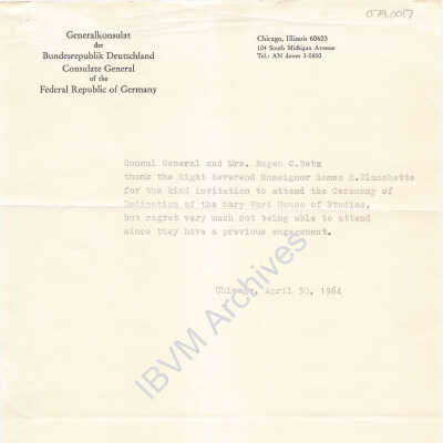 Letter from Consulate General of the Federal Republic of Germany
