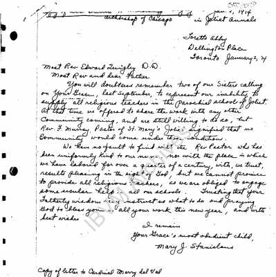 Letters Discussing the IBVM in Joliet
