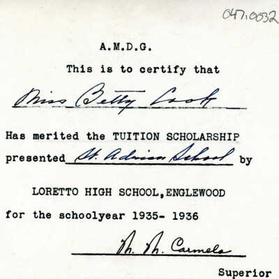 Loretto High School Scholarship Card