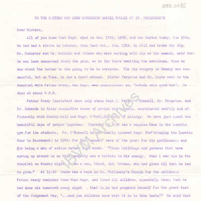 Monsignor Daniel Twomey Letter