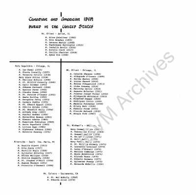 Canadian and American IBVM Buried in the United States
