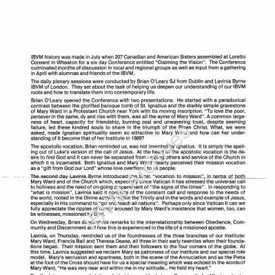 Report on the "Claiming the Vision" Conference