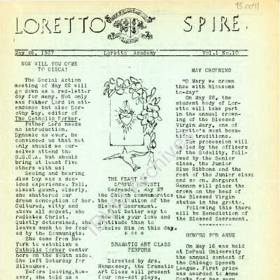 Loretto Spire, Volume 1 No. 10, 1937