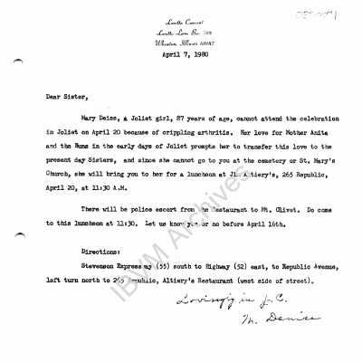Centennial Luncheon Letter