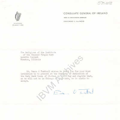 Letter from the Consulate General of Ireland