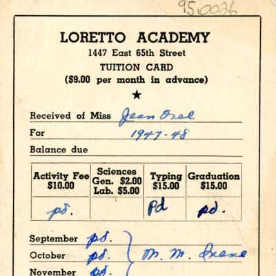 Loretto Academy Tuition Card