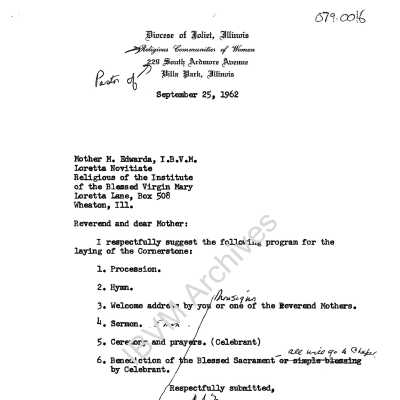 Letter from Monsignor Daniel J. Murray
