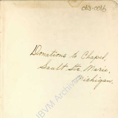 Donations to Chapel, 1929 - 1962