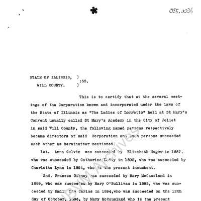 Certificate of Election of Directors