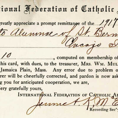 International Federation of Catholic Alumnae Remittance Card