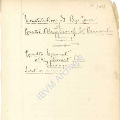 Loretto Alumnae of St. Bernard’s Chicago Constitution