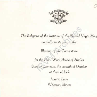 Mary Ward House of Studies Cornerstone Blessing Invitation