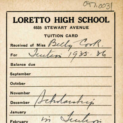 Loretto High School Tuition Card