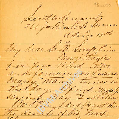 Letter from Mother Seraphina Dwyer