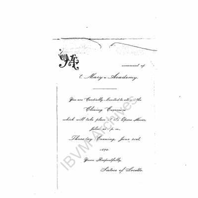 St. Mary's Academy Commencement Invitation