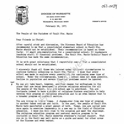 Letter from Reverend Charles A. Salatka