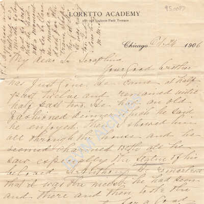 Letter from Mother Seraphina Dwyer