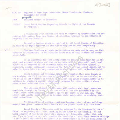 Letter Regarding the Effects of Proposal C